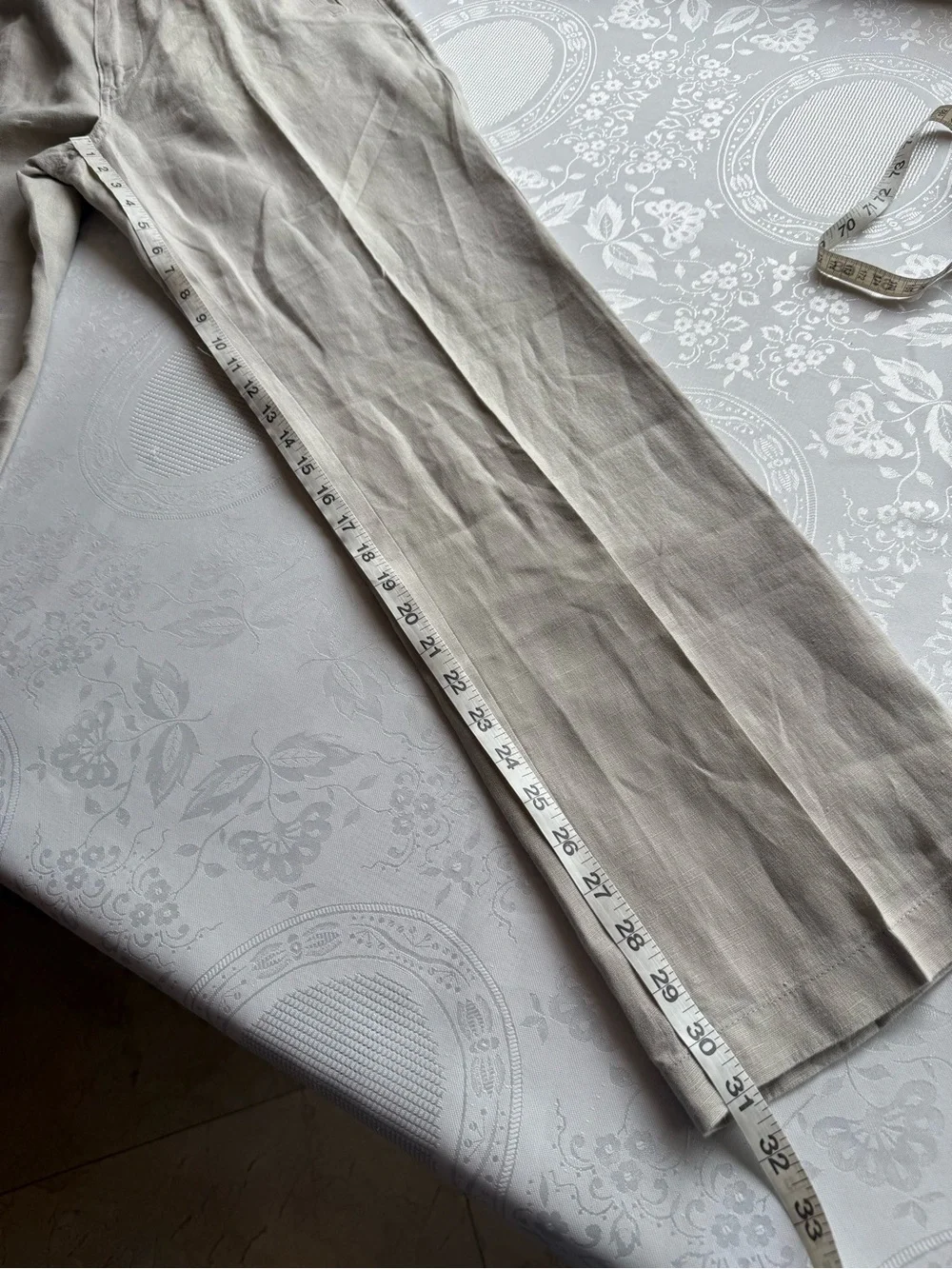 BLUE Saks Fifth Avenue Tan 100% Linen Casual Pants Elastic Waist Men’s Size 32